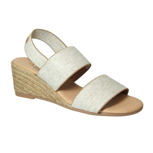 Lino Off White With Light Brown Sole Pinaz Women's 531 Stretch Fabric Triple Strap Slingback Espadrille