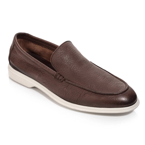 Cognac Brown With White Sole To Boot New York Men's Forza Leather Casual Loafer Profile View