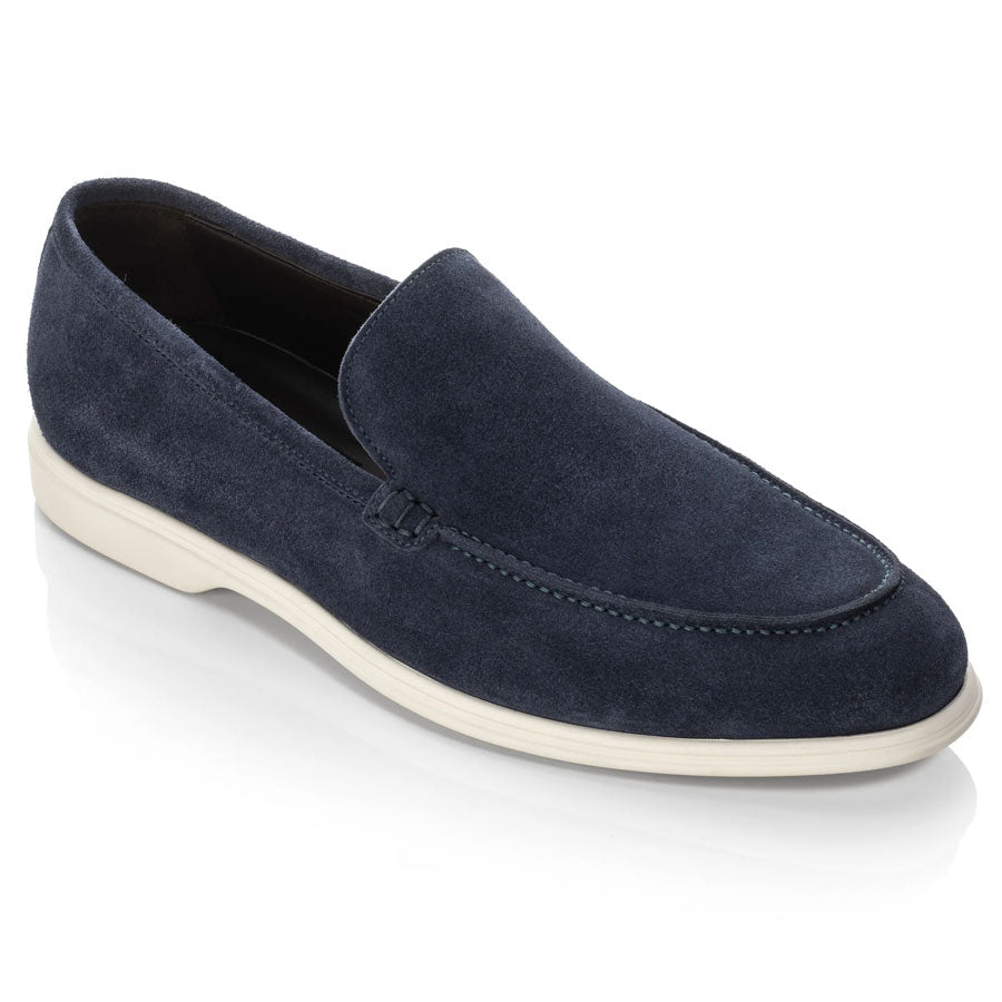 Blue With White Sole To Boot New York Men's Cassidy Suede Casual Loafer Profile View
