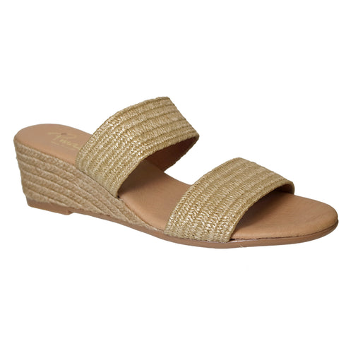 Taupe Dark Beige With Tan Sole Pinaz Women's 572-5 Fabric Double Strap Espadrille Slide