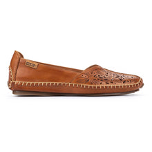 Load image into Gallery viewer, Brandy Tan Pikolinos Women&#39;s Jerez 578 Leather Loafer Flat With Cut Outs Side View

