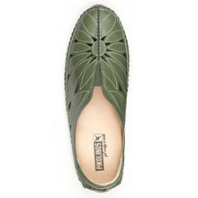 Load image into Gallery viewer, Mint Green Pikolinos Women&#39;s Jerez 578 Leather Loafer With Cut Outs Top View
