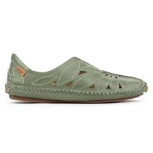 Load image into Gallery viewer, Mint Green Pikolinos Women&#39;s Jerez 578 Leather Loafer With Cut Outs Side View
