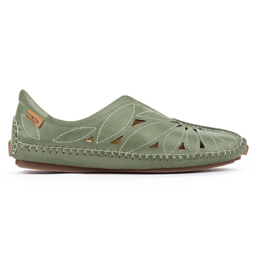 Mint Green Pikolinos Women's Jerez 578 Leather Loafer With Cut Outs Side View