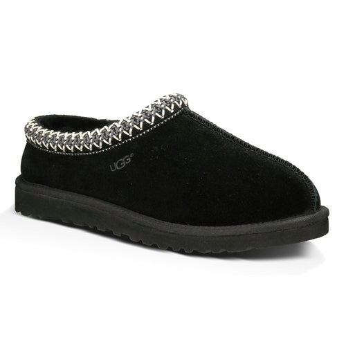 Black UGG Women's Tasman Suede With Embroidered Collar Slipper Profile View