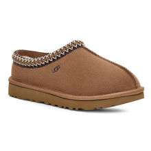 Load image into Gallery viewer, Chestnut Tan UGG Women&#39;s Tasman Suede With Embroidered Collar Slipper Profile View
