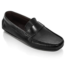 Load image into Gallery viewer, Black To Boot New York Men&#39;s Magnus Embossed Leather Driving Moc Profile View
