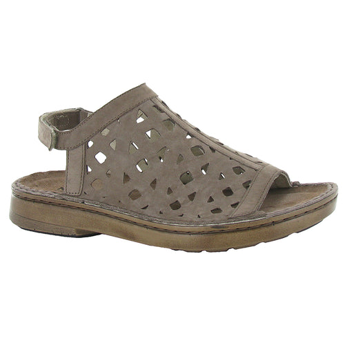 Stone Brownish Grey Naot Women's Amadora Nubuck Strappy Sandal Flat