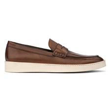 Load image into Gallery viewer, Marrone Brown With White Sole To Boot New York Men&#39;s Salina Casual Penny Loafer Side View
