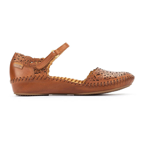 Brandy Light Brown Pikolinos Women's P Vallarta 655 Leather Mary Jane With Cut Out Design Perforations