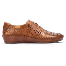 Load image into Gallery viewer, Brandy Tan Pikolinos Women&#39;s P Vallarta 655 Leather With Cut Outs Lace Up Shoe Side View
