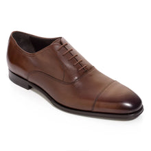 Load image into Gallery viewer, Bruciato Brown With Black Sole To Boot New York Men&#39;s Nico Leather Dress Cap Toe Oxford Profile View

