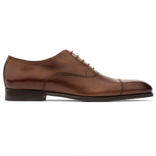 Load image into Gallery viewer, Bruciato Brown With Black Sole To Boot New York Men&#39;s Nico Leather Dress Cap Toe Oxford Side View
