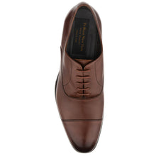 Load image into Gallery viewer, Bruciato Brown With Black Sole To Boot New York Men&#39;s Nico Leather Dress Cap Toe Oxford Top View
