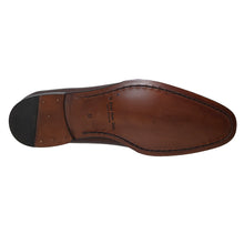 Load image into Gallery viewer, Bruciato Brown With Black Sole To Boot NY Men&#39;s Marcus Leather Dress Penny Loafer Sole View
