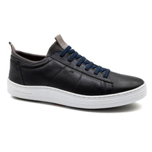 Load image into Gallery viewer, Navy Blue With White Sole Martin Dingman Men&#39;s Cameron Leather Casual Sneaker Profile View

