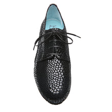Load image into Gallery viewer, Black Thierry Rabotin Women&#39;s Gate Platform Crocco Print Patent Leather Oxford Top View
