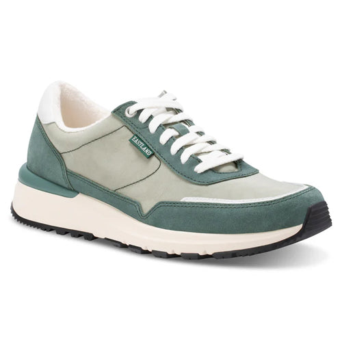 Sage Green And Beige Eastland Men's Leap Jogger Sneaker Suede And Leather And Fabric Casual Profile View