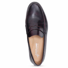 Load image into Gallery viewer, Burgundy Reddish Brown With Black Sole Eastland Men&#39;s Bristol Leather Dress Casual Penny Loafer Top View
