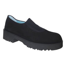 Load image into Gallery viewer, Black Thierry Rabotin Women&#39;s Zeb Suede And Elastic Slip On Shoe Profile View
