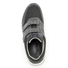 Load image into Gallery viewer, Mid Grey With White Gabor Men&#39;s Sneaker 8000 Dreamvelour And Mesh Athletic Sneaker Double Velcro Strap Top View
