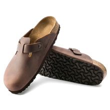 Load image into Gallery viewer, Habana Brown Birkenstock Men&#39;s Boston Oiled Leather Clog Top Sole View
