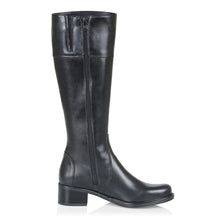 Load image into Gallery viewer, Black La Canadienne Women&#39;s Passion Waterproof Leather Knee-High Zippered Block Heel Boot Side View
