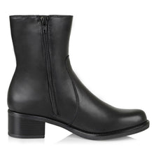 Load image into Gallery viewer, Black La Canadienne Women&#39;s Perla Waterproof Leather Block heel Ankle Boot Side View
