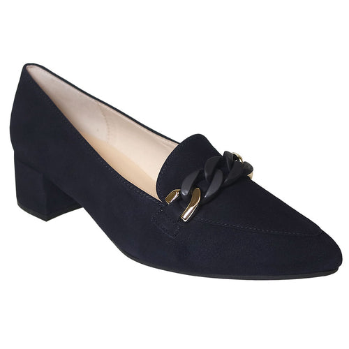 Atlantic Blue Gabor Women's 91441 Suede Dress Loafer With Block Heel And Link Detailing