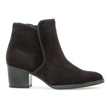 Load image into Gallery viewer, Black Gabor Women&#39;s 92890 Suede Block Heel Ankle Boot Side View
