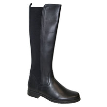 Load image into Gallery viewer, Black Gabor Women&#39;s 94679 Leather And Stretch Fabric Inside Zipper Knee High Riding Boot Profile View
