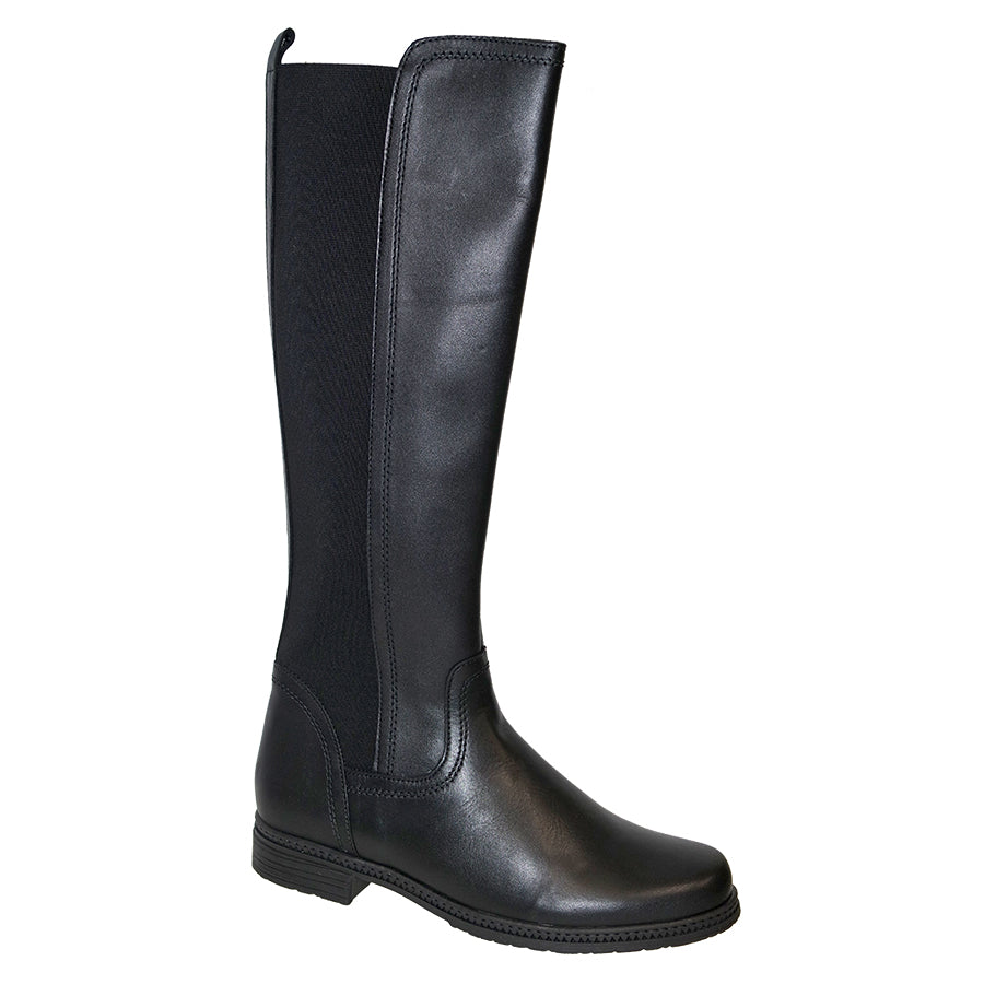 Black Gabor Women's 94679 Leather And Stretch Fabric Inside Zipper Knee High Riding Boot Profile View