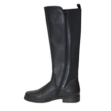 Load image into Gallery viewer, Black Gabor Women&#39;s 94679 Leather And Stretch Fabric Inside Zipper Knee High Riding Boot Inside View
