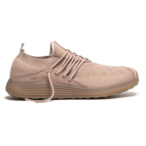 Dusty Taupe Dark Beige Lane Eight Women's Ad1 Trainer Recycled Knit Athletic Sneaker Vegan Side View