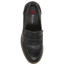 Load image into Gallery viewer, Black Blondo Women&#39;s Dulce Waterproof Leather And Suede Platform Penny Loafer Top View
