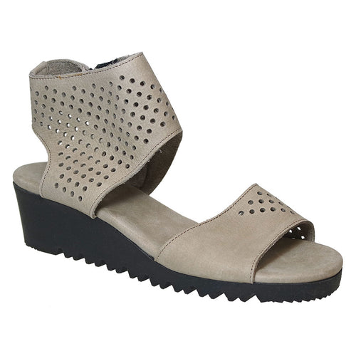 Sabbia Grey With Black Sole Arche Women's Balajo Perforated Nubuck Wedge Sandal