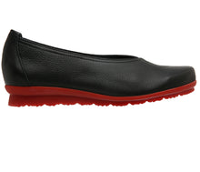 Load image into Gallery viewer, Black With Red Sole Arche Women&#39;s Barene Leather Casual Ballerina Side View
