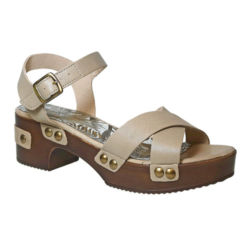 Taupe Light Brown With Brown Sole Eric Michael Women's Brooke Leather Fashion Block Heel Sandal