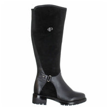 Load image into Gallery viewer, Black Pajar Women&#39;s Carry F Waterproof Leather And Suede Riding Boot Side View
