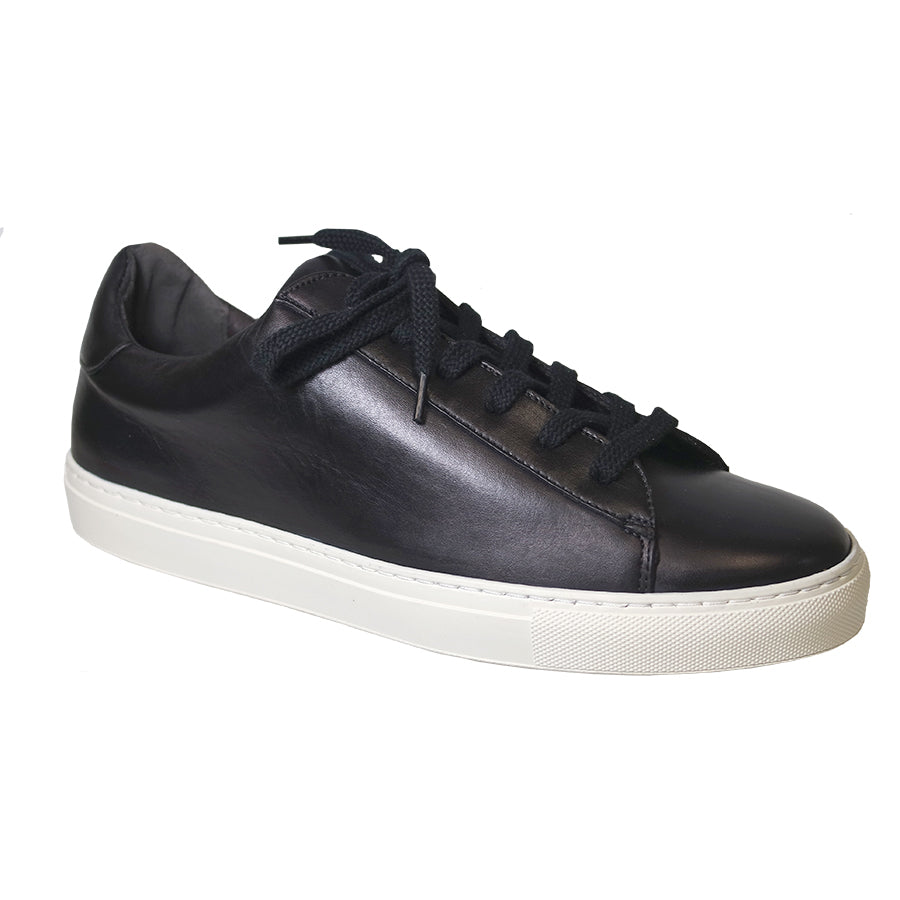 Black With White Sole GBrown Men's Court Leather Casual Sneaker