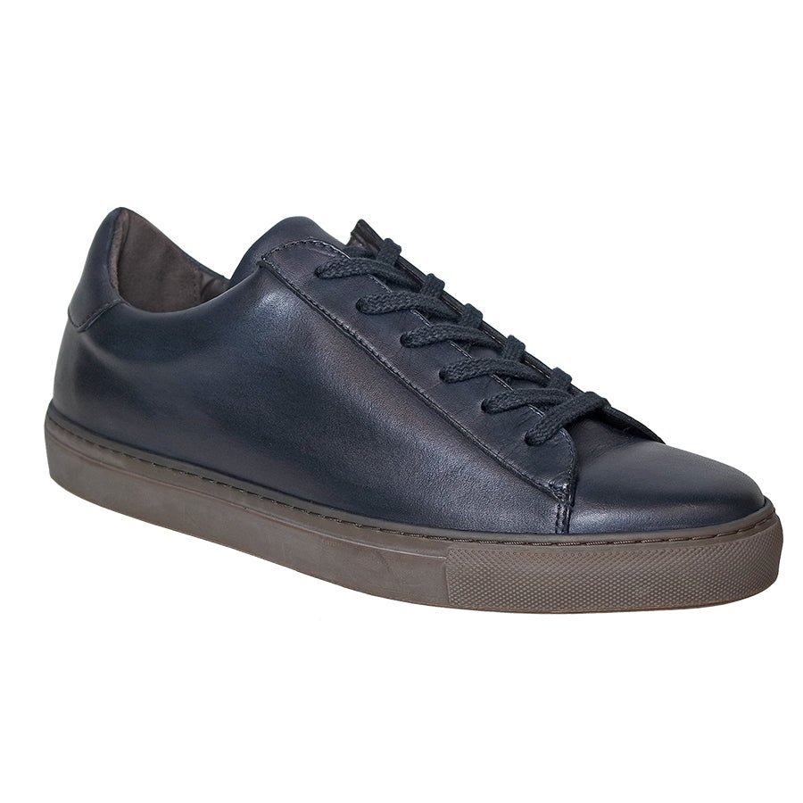 Navy With Brown Sole GBrown Men's Court Leather Casual Sneaker