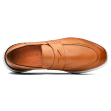 Load image into Gallery viewer, Honey Tan And White Wolf And Shepherd Men&#39;s Crossover Loafer Dress Leather Top View
