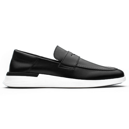 Black And White Wolf And Shepherd Men's Crossover Loafer Dress Leather