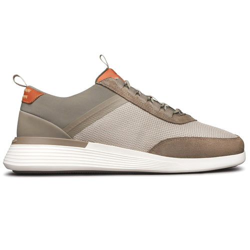 Desert Brown With White And Orange Wolf And Shepherd Men's Crossover Victory Trainer Mesh With Leather Sneaker