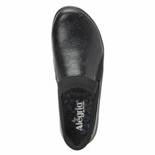 Load image into Gallery viewer, Black Alegria Women&#39;s Duette Vegan Embossed Leather Casual Slip On Shoe Top View
