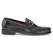 Load image into Gallery viewer, Black Robert Zur Men&#39;s Elton Bit Leather Dress Slip On With Link Adornment Side View
