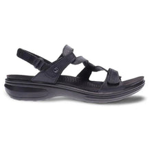 Load image into Gallery viewer, Black Revere Women&#39;s Emerald Leather Strappy Sandal Side View
