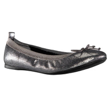 Load image into Gallery viewer, Pewter Silver With Black Sole Nina Doll Girls Shimmery Fabric Ballet Flat Sizes 13 to 13.5 and 1 to 6 Profile View
