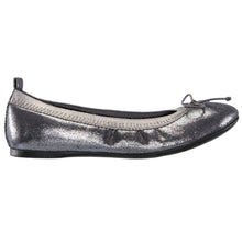 Load image into Gallery viewer, Pewter Silver With Black Sole Nina Doll Girls Shimmery Fabric Ballet Flat Sizes 13 to 13.5 and 1 to 6 Side View
