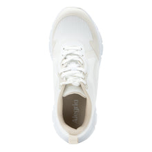 Load image into Gallery viewer, White And Beige Alegria Women&#39;s Exhault Cyber Carbon Mesh Athletic Sneaker Top View

